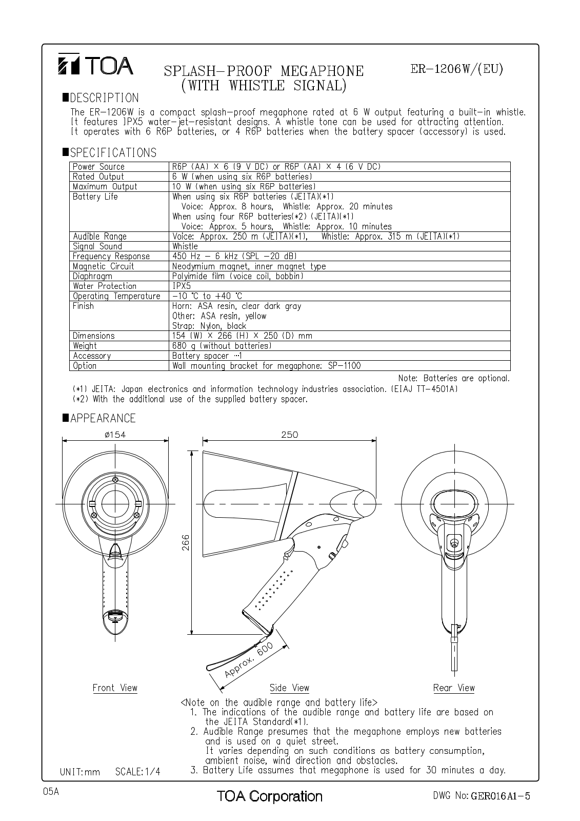 TOA ER-1206W User Manual