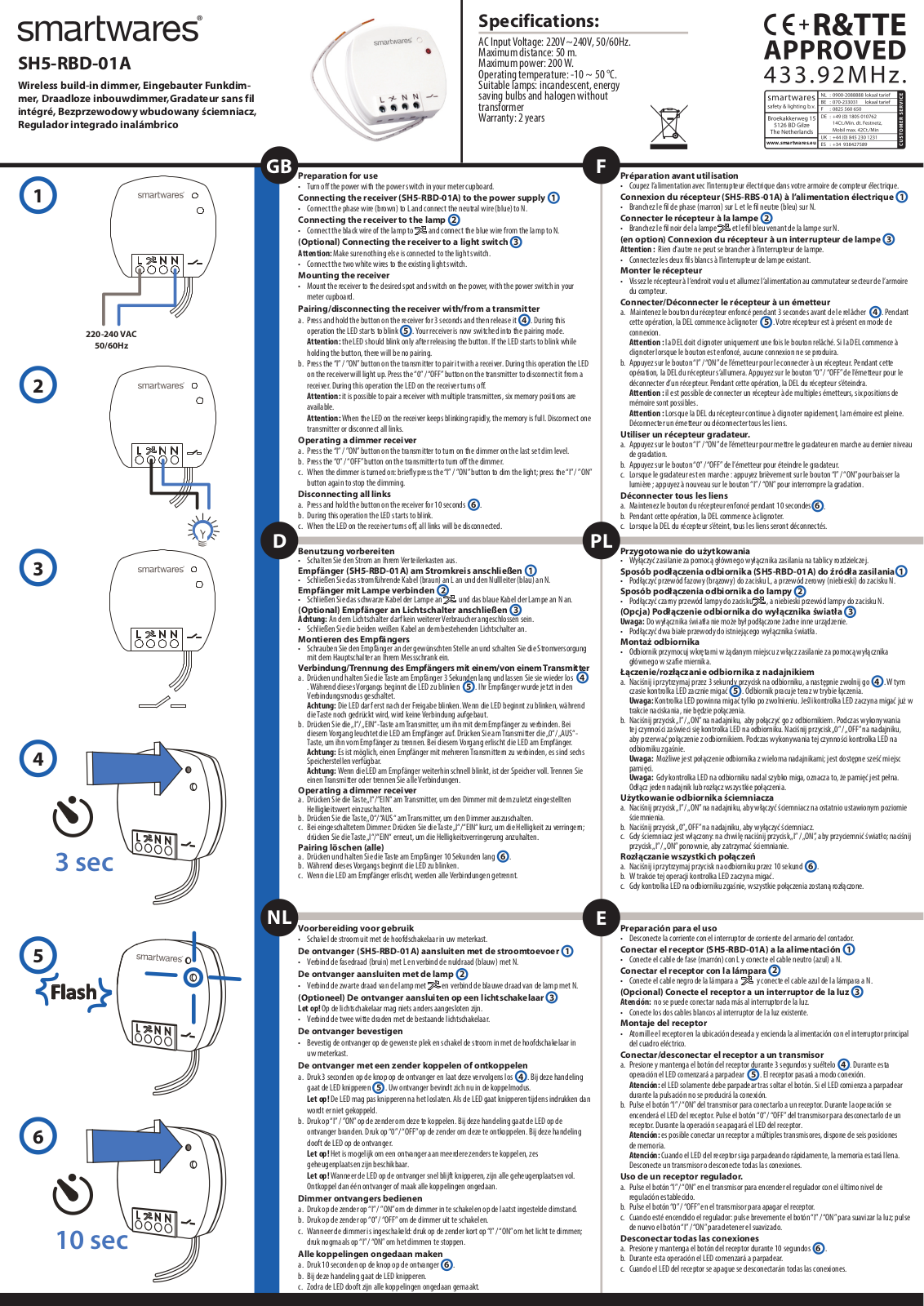 Smartwares SH5-RBD-01A User guide