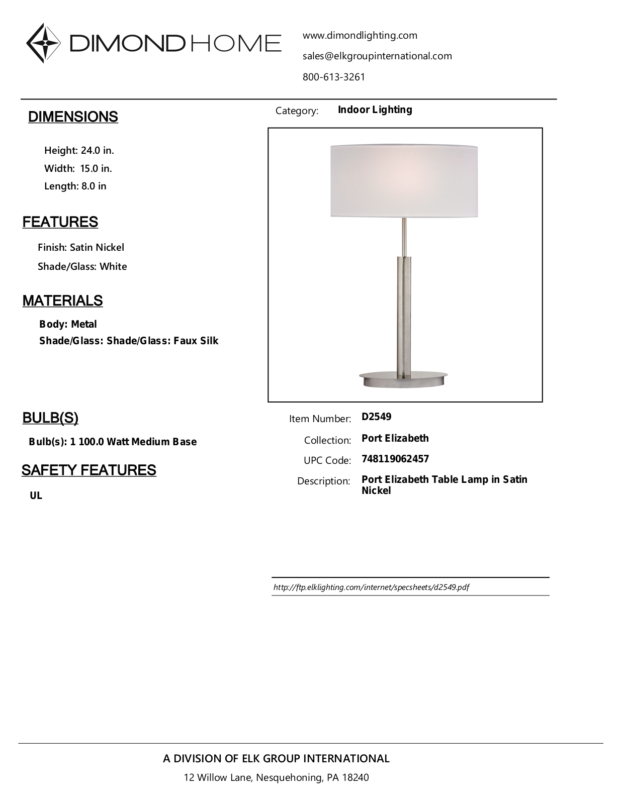 ELK Home D2549 User Manual