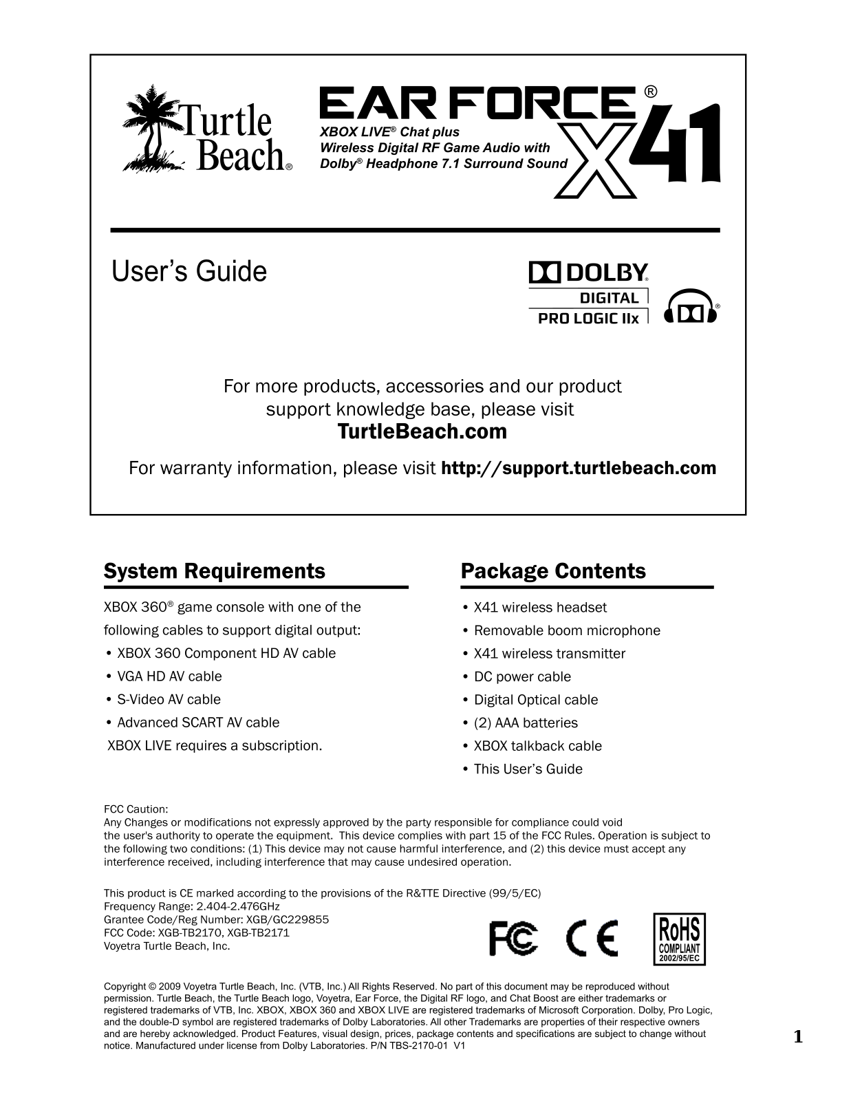 Turtle Beach X41 User Manual