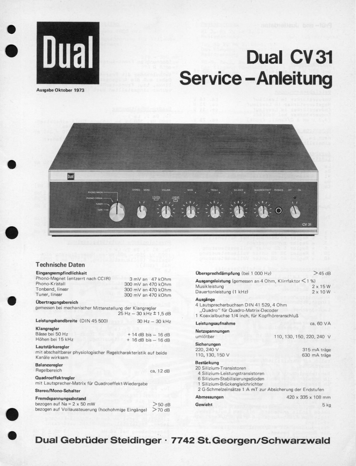 Dual CV-31 Service manual