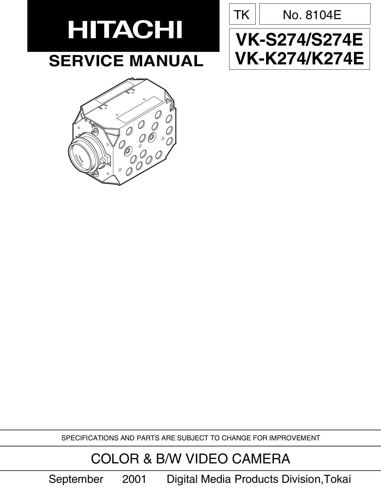 Hitachi Vks274 Service Manual