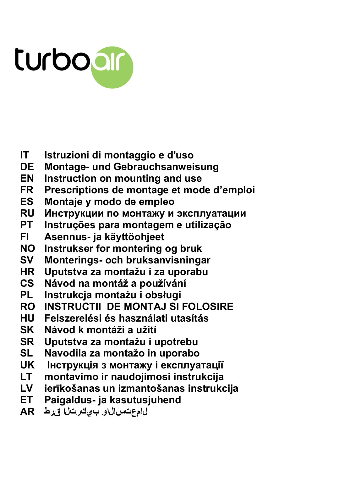 Turboair Tivoli User Manual