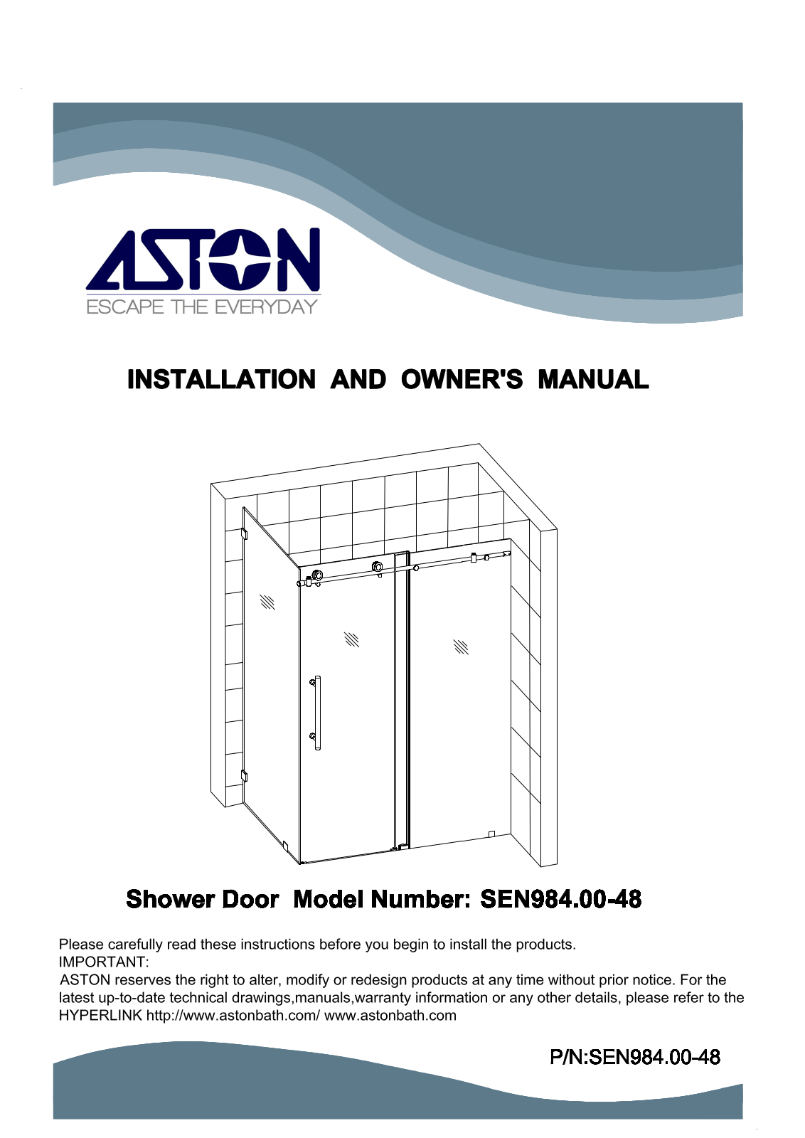 Aston Global SEN984FSS4810, SEN984EZCH4810, SEN984EZSS4810, SEN984EZORB4810, SEN984FORB4810 User Manual