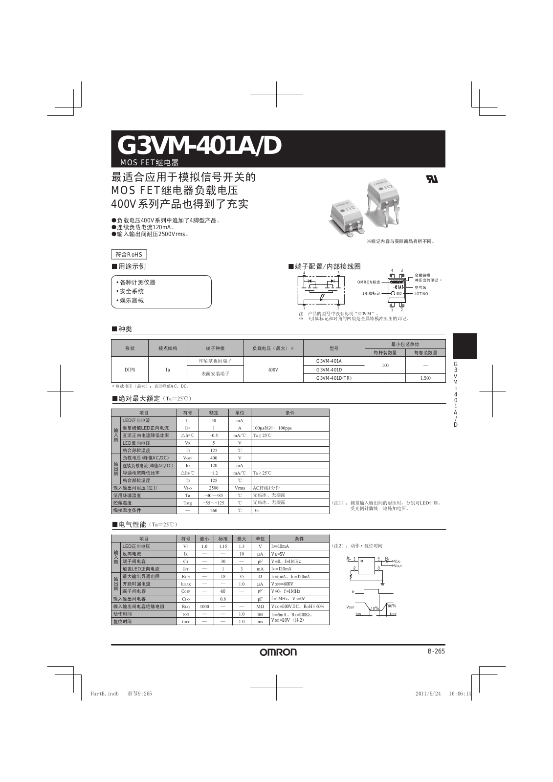 OMRON G3VM-401A, G3VM-401D User Manual