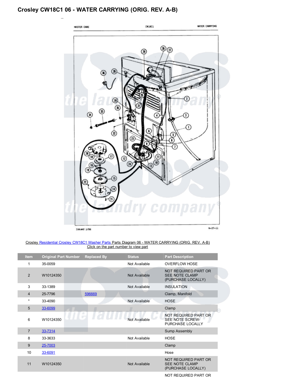 Crosley CW18C1 Parts Diagram