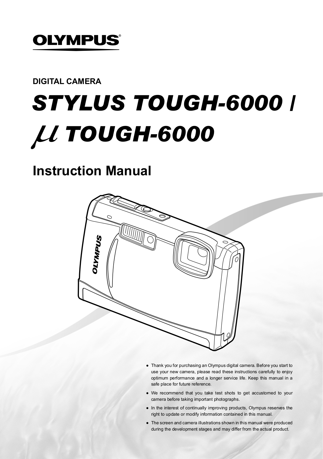 OLYMPUS Mju Tough 6000 SW User Manual