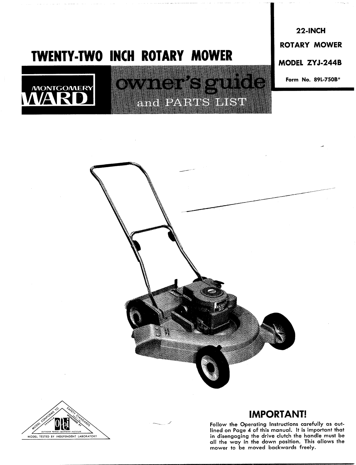 montgomery ward ZYJ244B owners Manual