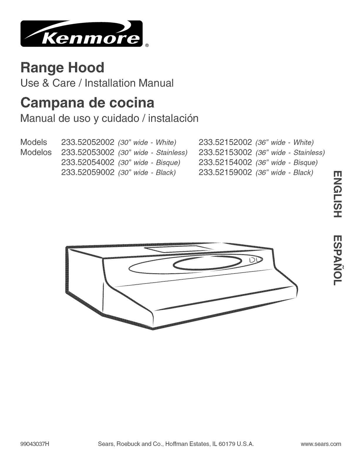Kenmore 36'' Convertible Range Hood - Bisque 52154, 30'' Convertible Range Hood - White 52052, 30'' Convertible Range Hood, 30'' Convertible Range Hood - Black 52059, 36'' Convertible Range Hood Specifications