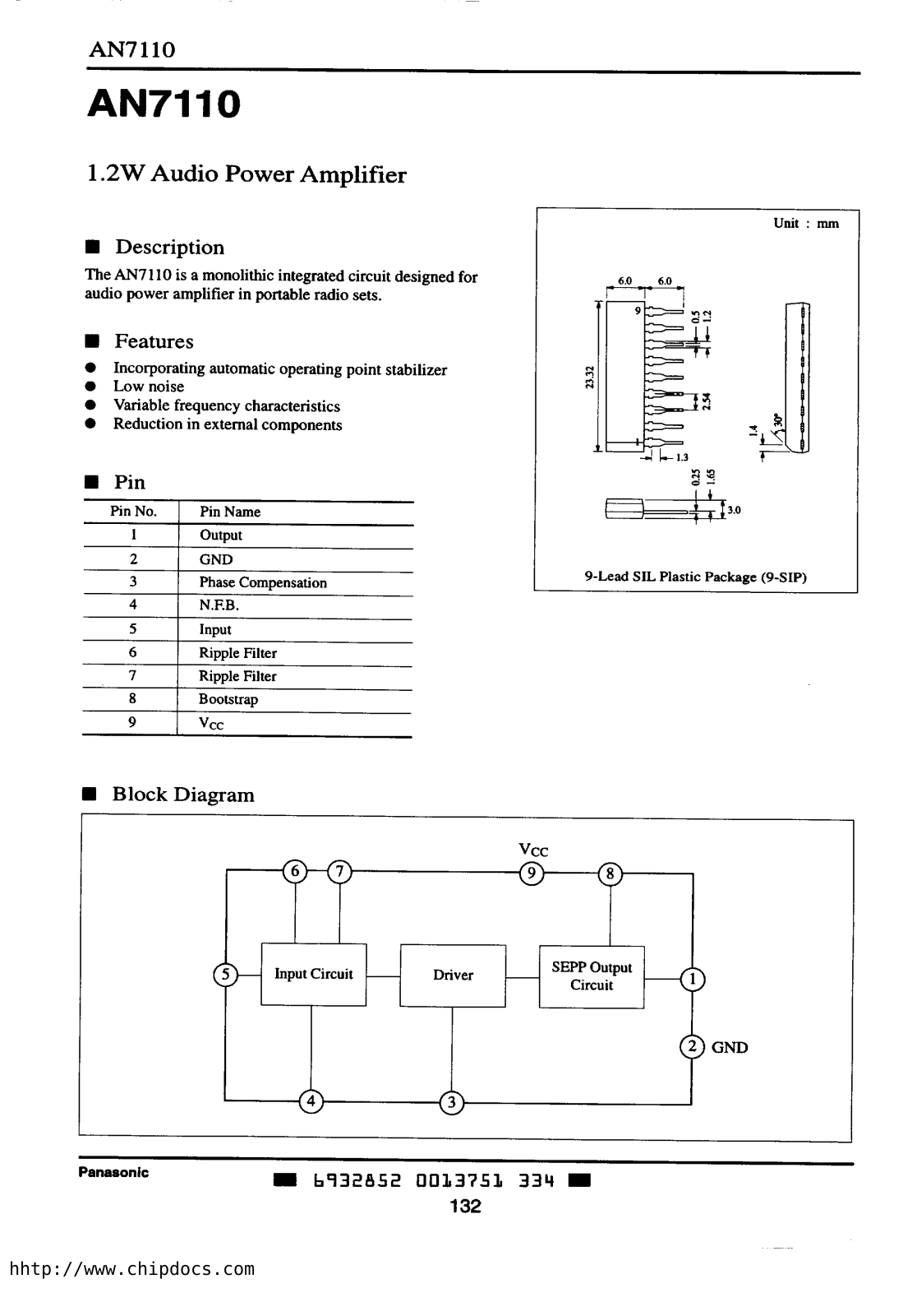 Panasonic AN7110 Datasheet