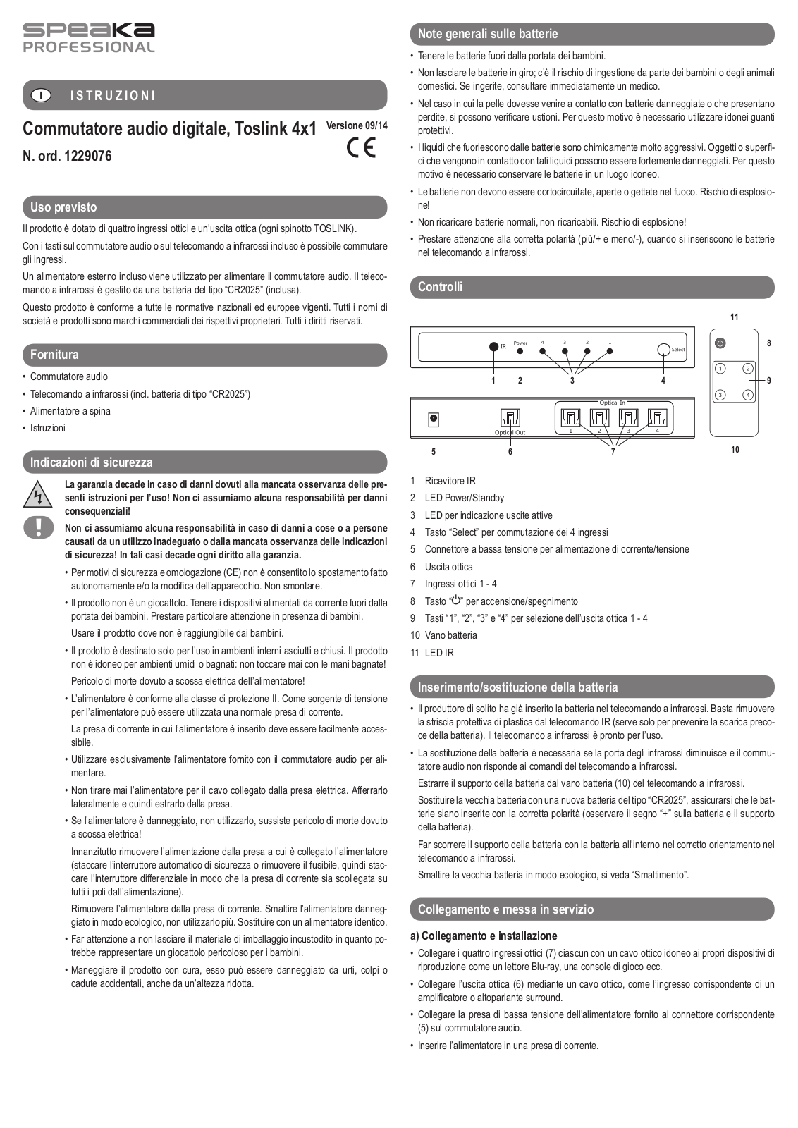 SpeaKa Professional 1229076 User guide