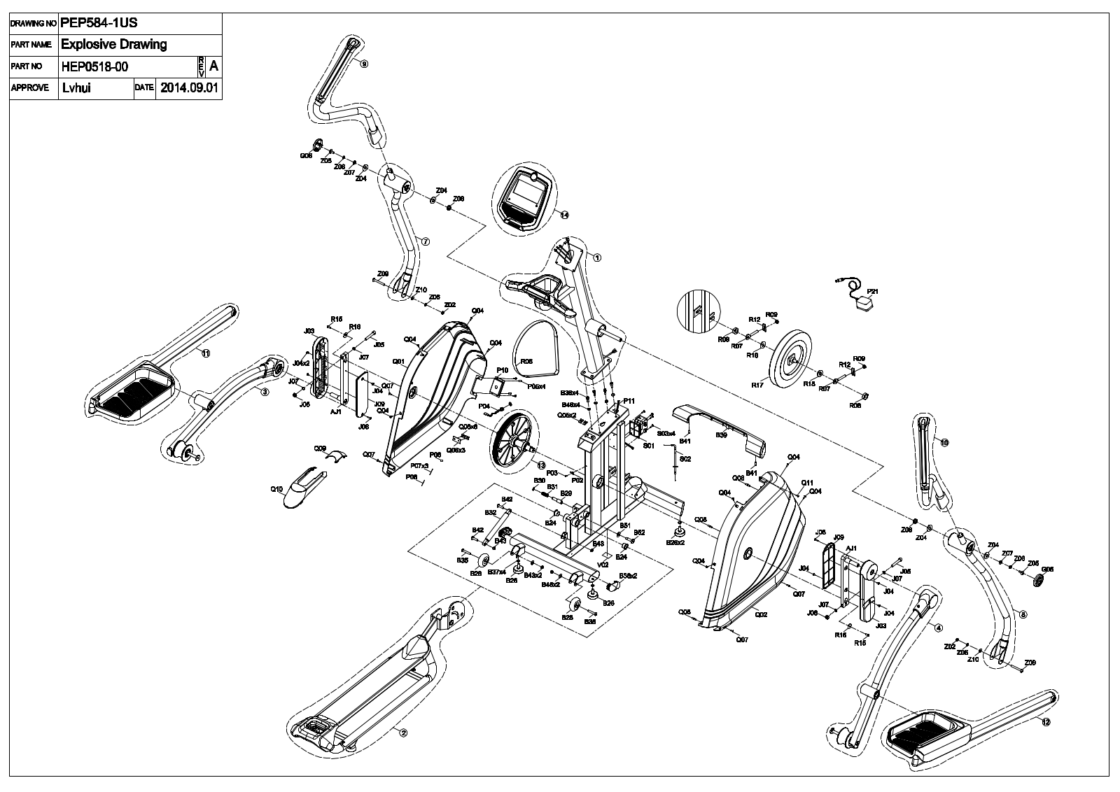 Horizon Fitness Evolve 5 Exploded Diagram