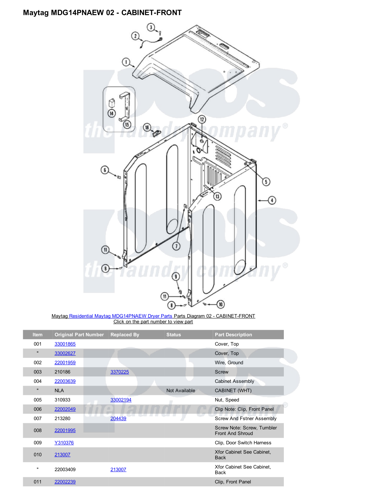 Maytag MDG14PNAEW Parts Diagram