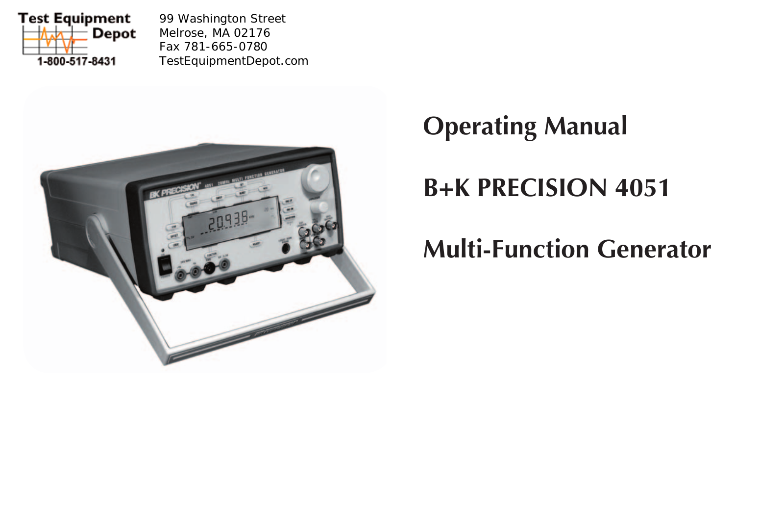 BK Precision 4051 Operating Manual