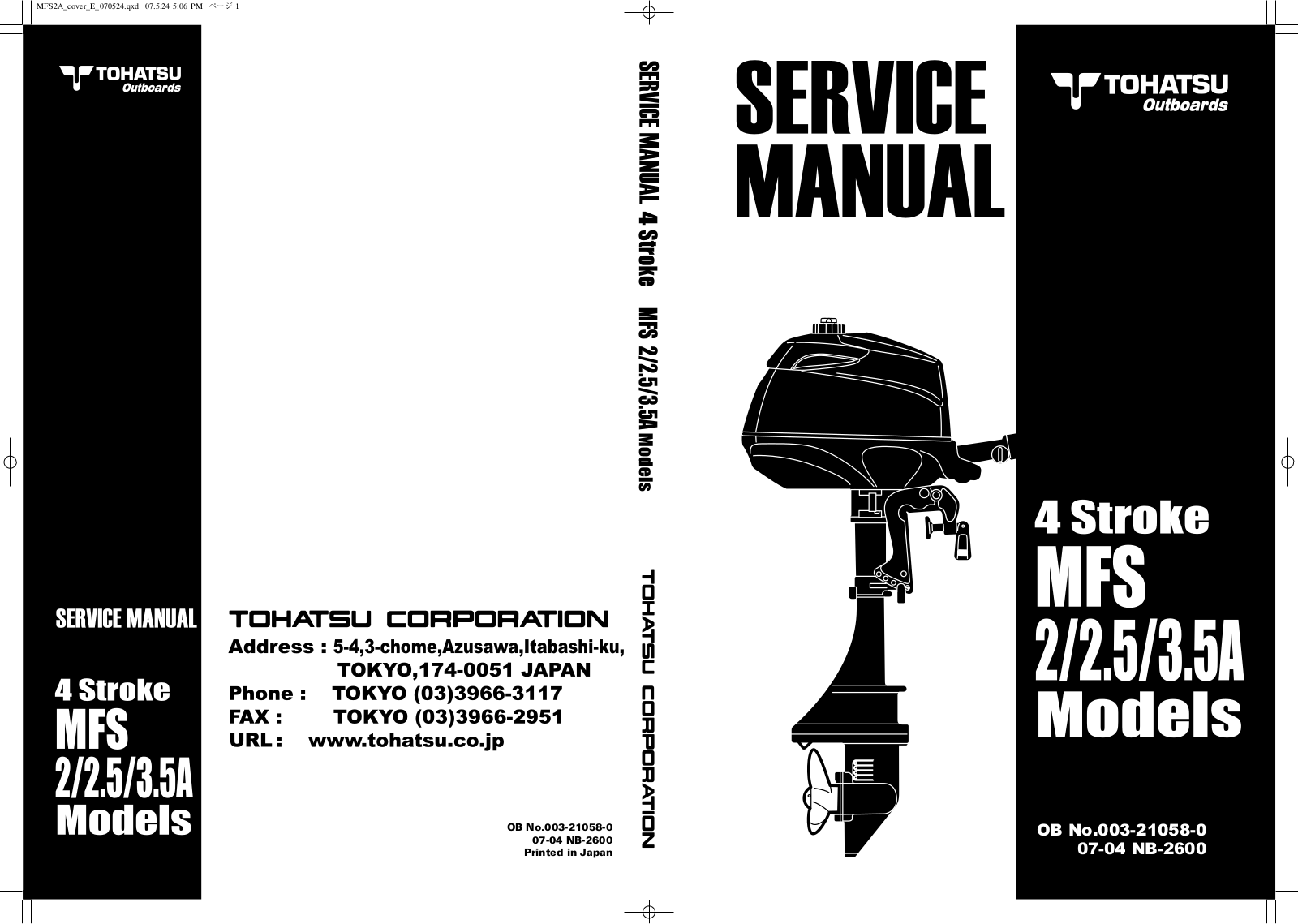 TOHATSU MFS 2, 5, MFS 305A Service Manual