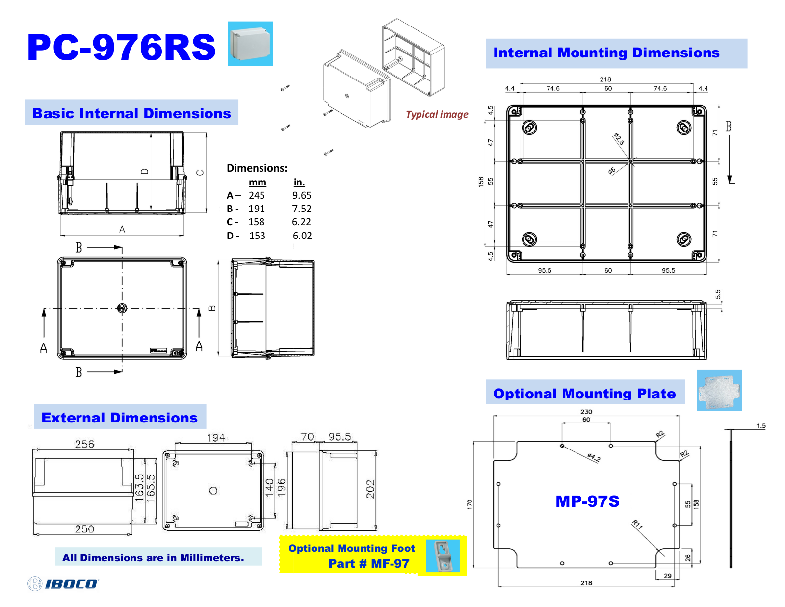 Iboco PC-976RS Dimensional Sheet