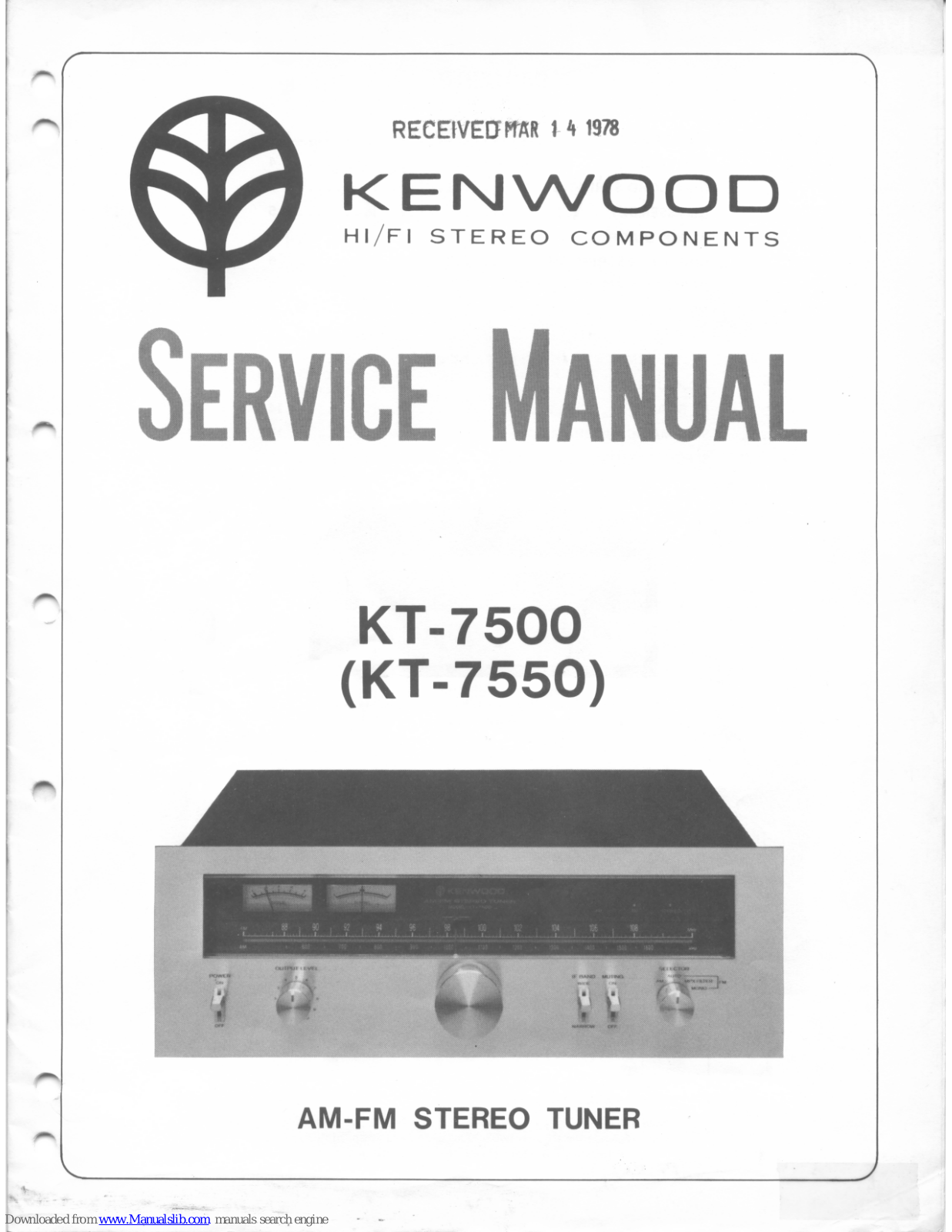 Kenwood kt7500 Service Manual