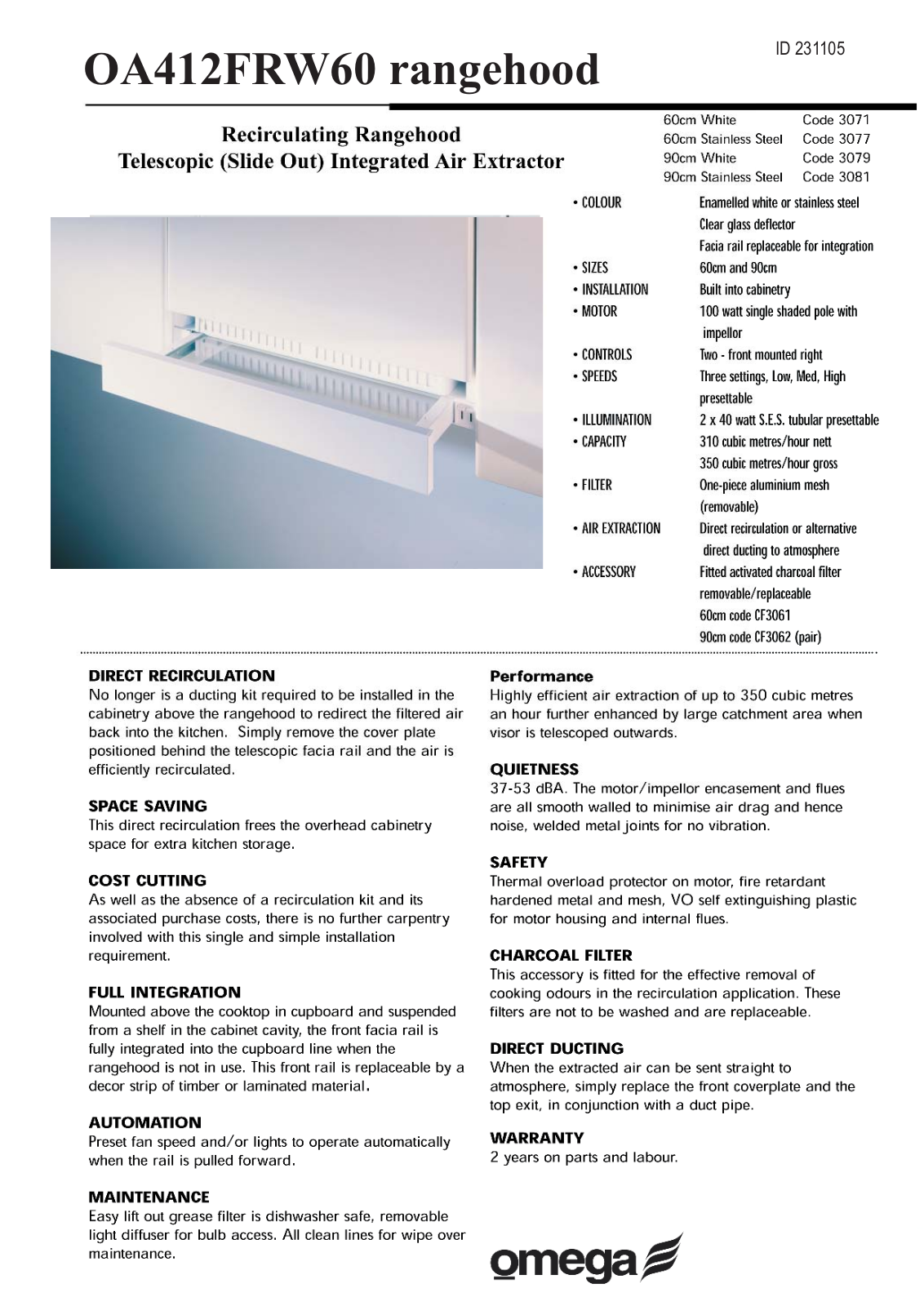 Omega Altise OA41260FRWSS User Manual