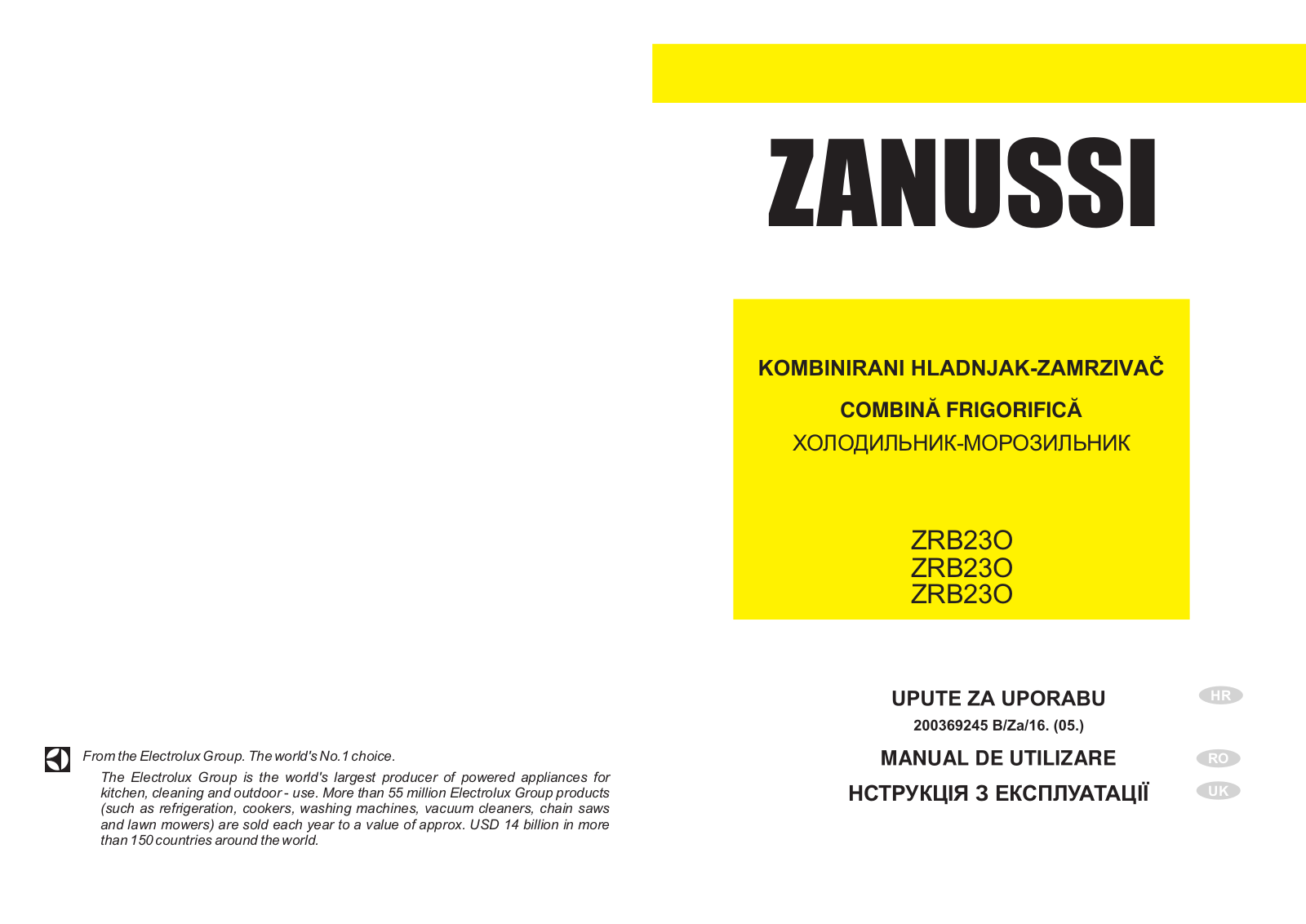 Zanussi ZRB23O User Manual