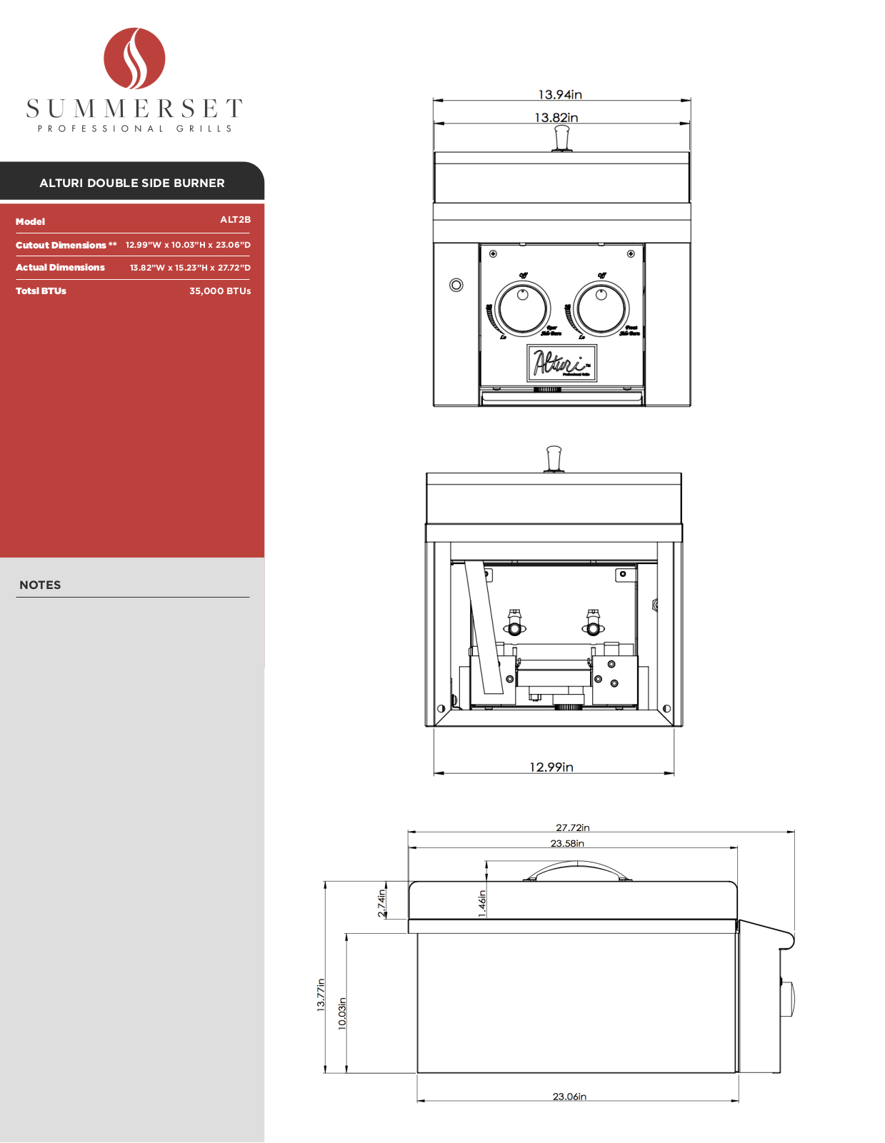 Summerset ALT36T Specifications Sheet - ManualMachine.com