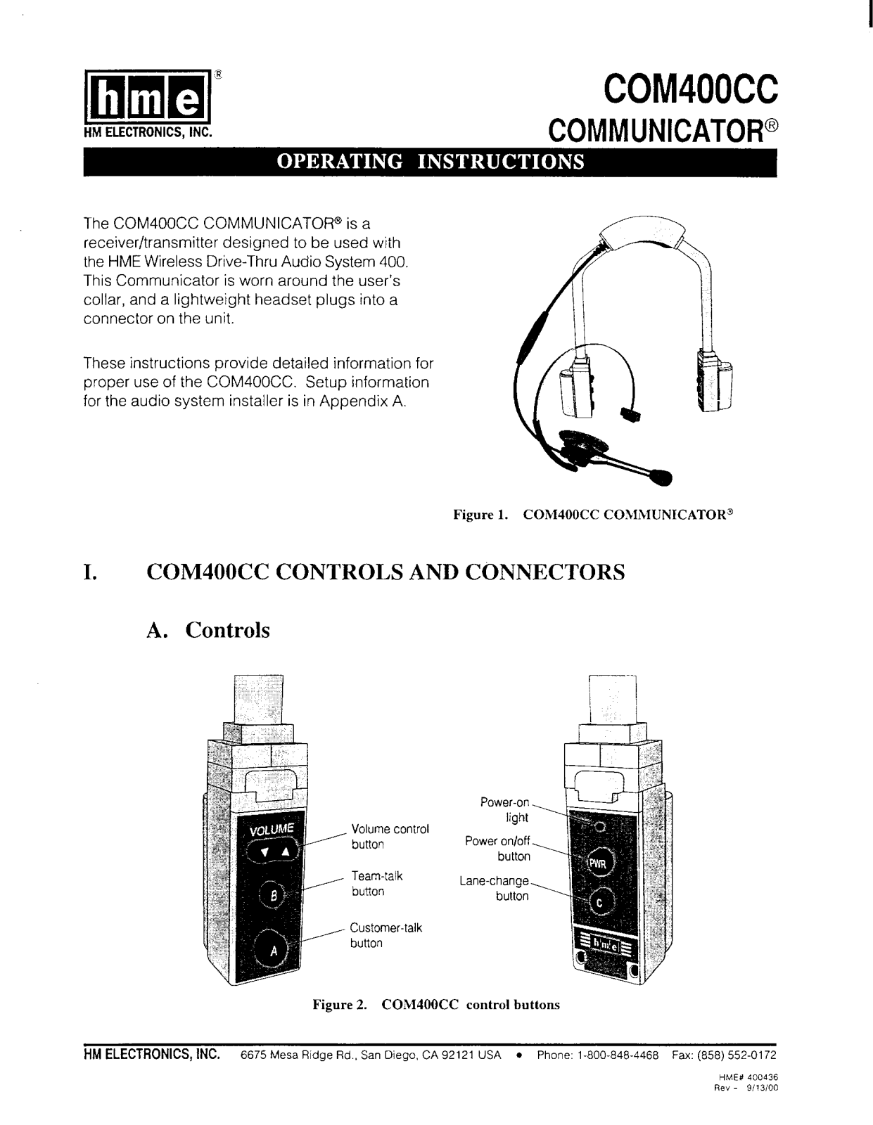 HM Electronics 400CC User Manual