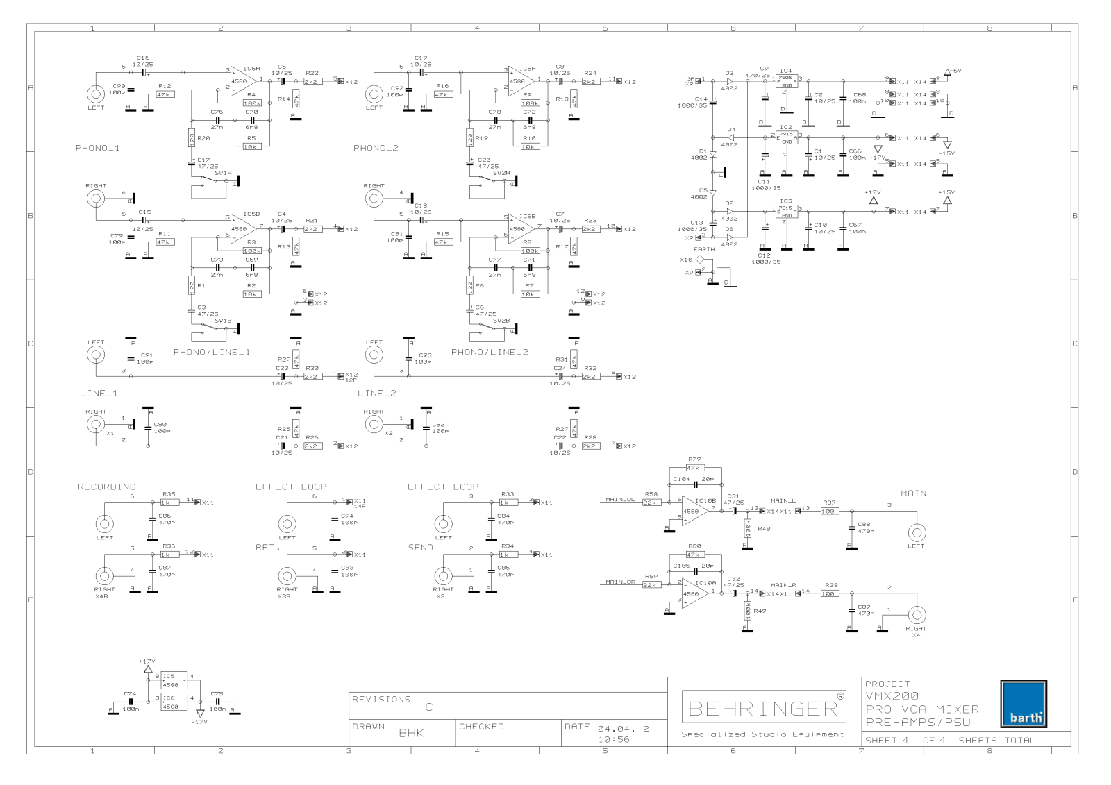 Behringer VMX200 REVC Schematic