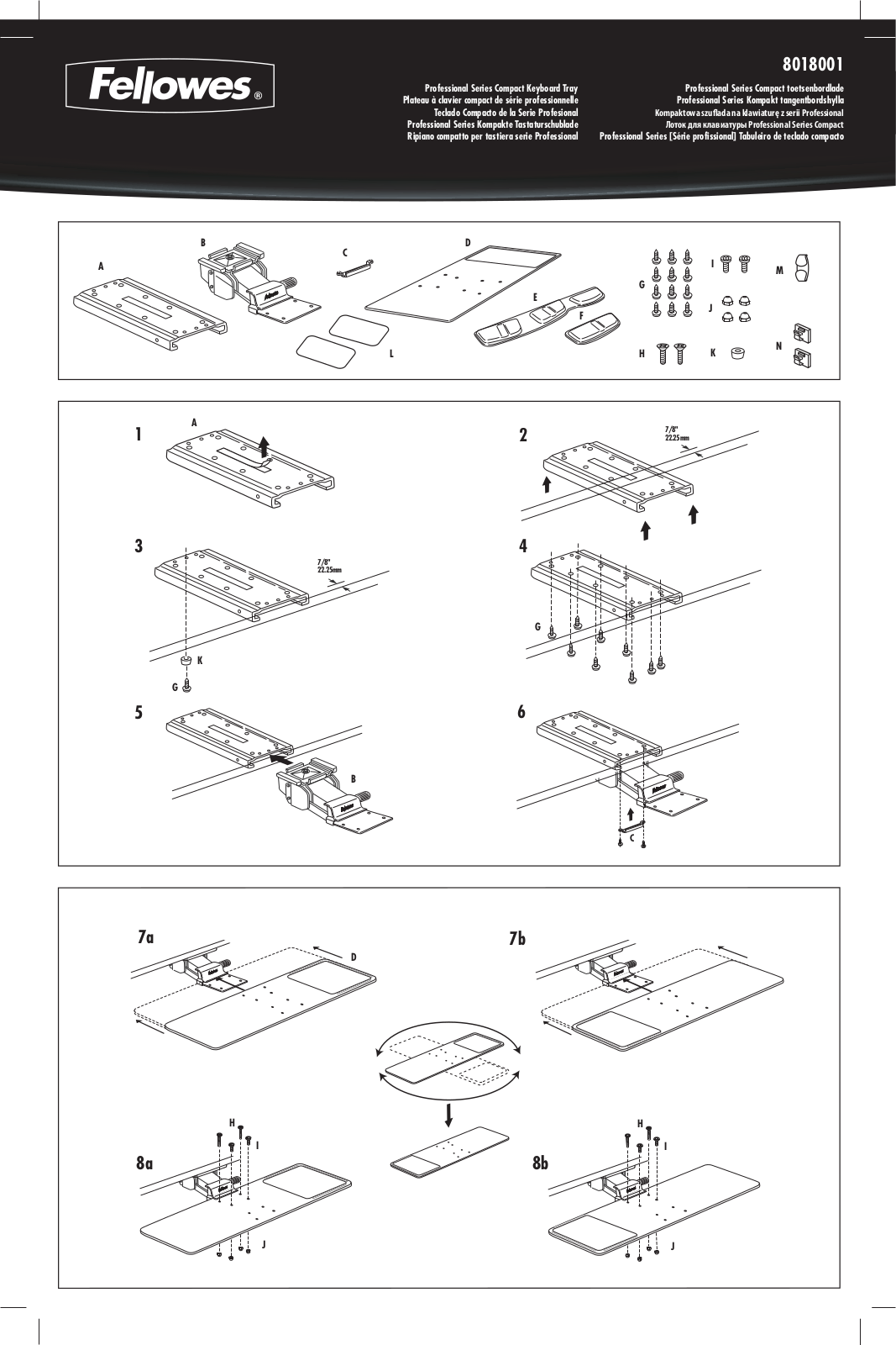 Fellowes Professional   Compact Keyboard Tray User Manual