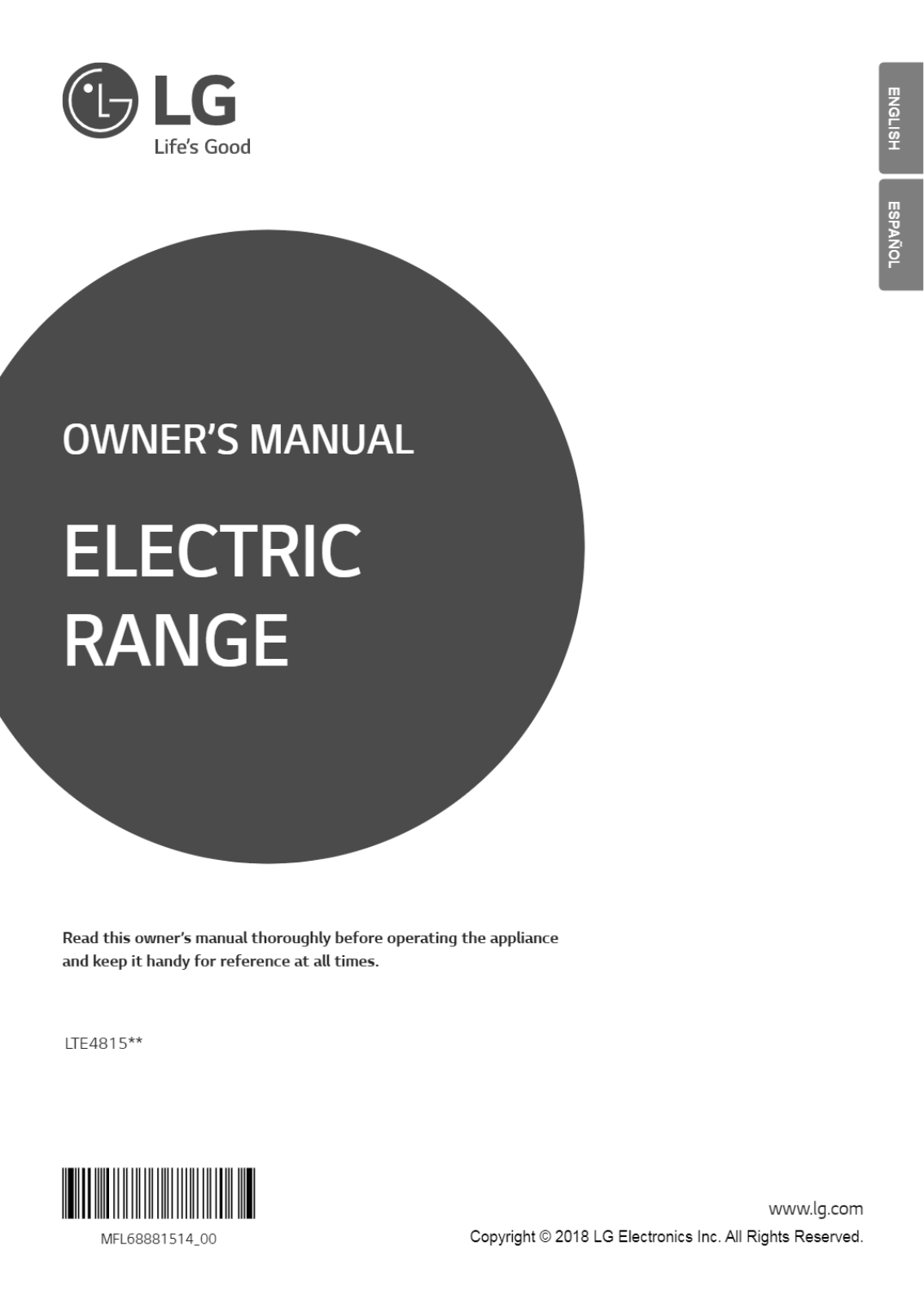 LG LGRERADWMW4230 User Manual