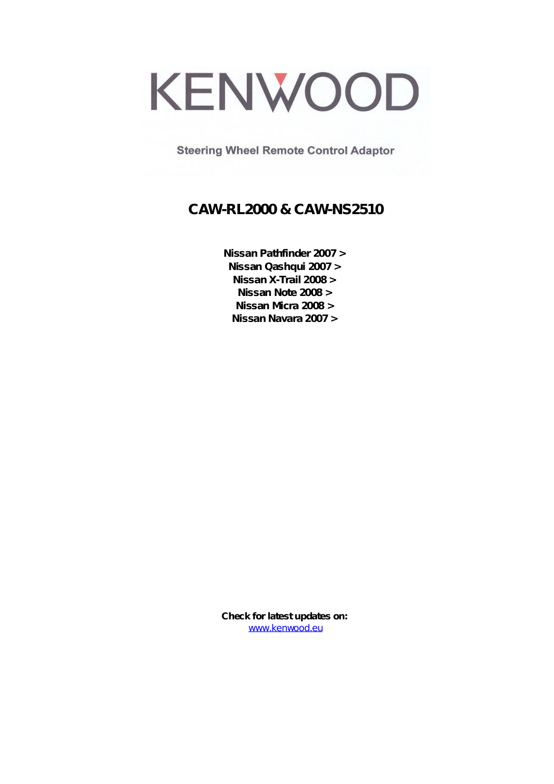 Kenwood CAW-NS2510 User Manual