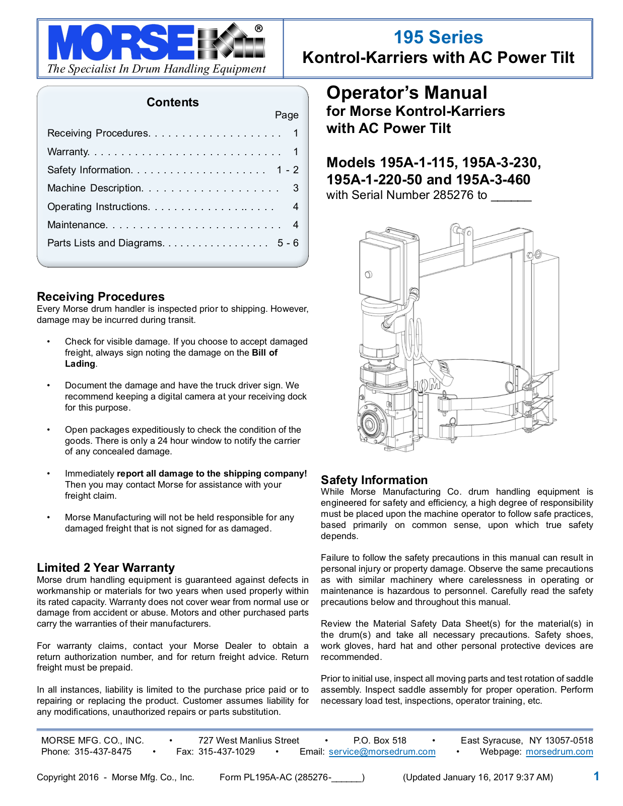 Morse 195A-1-115 User Manual