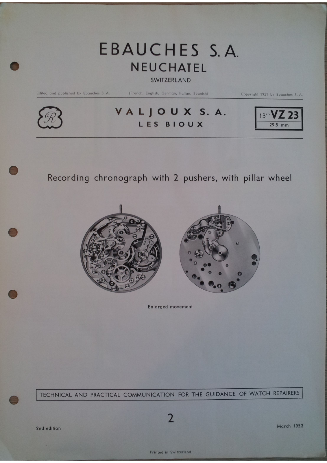 EBAUCHES VZ23 User Manual