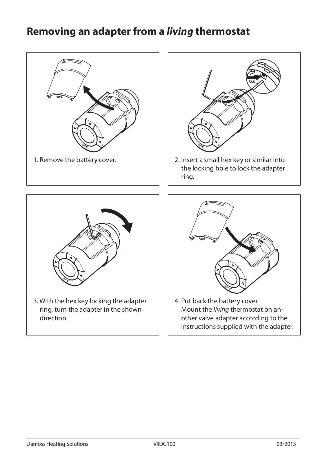 Danfoss Removing an adapter from a living thermostat Installation guide