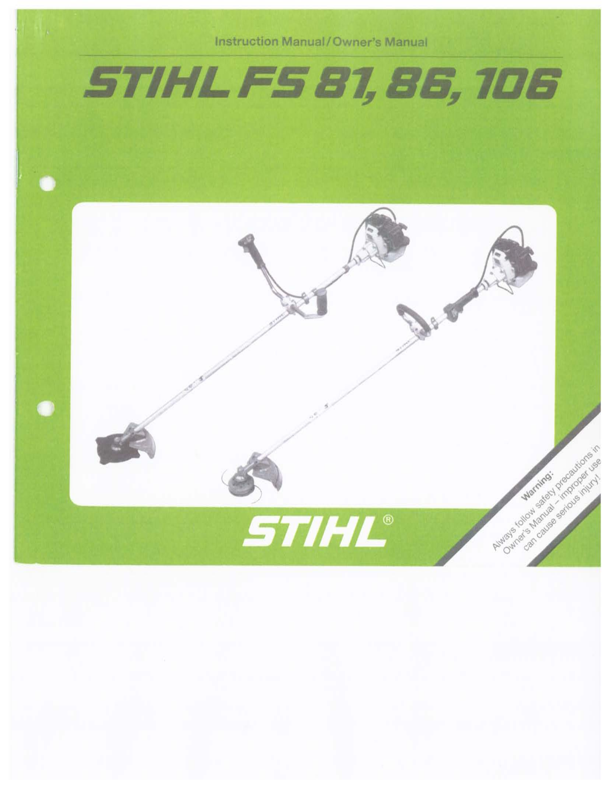 STIHL FS 86, FS 106, FS 81 Owner's Manual