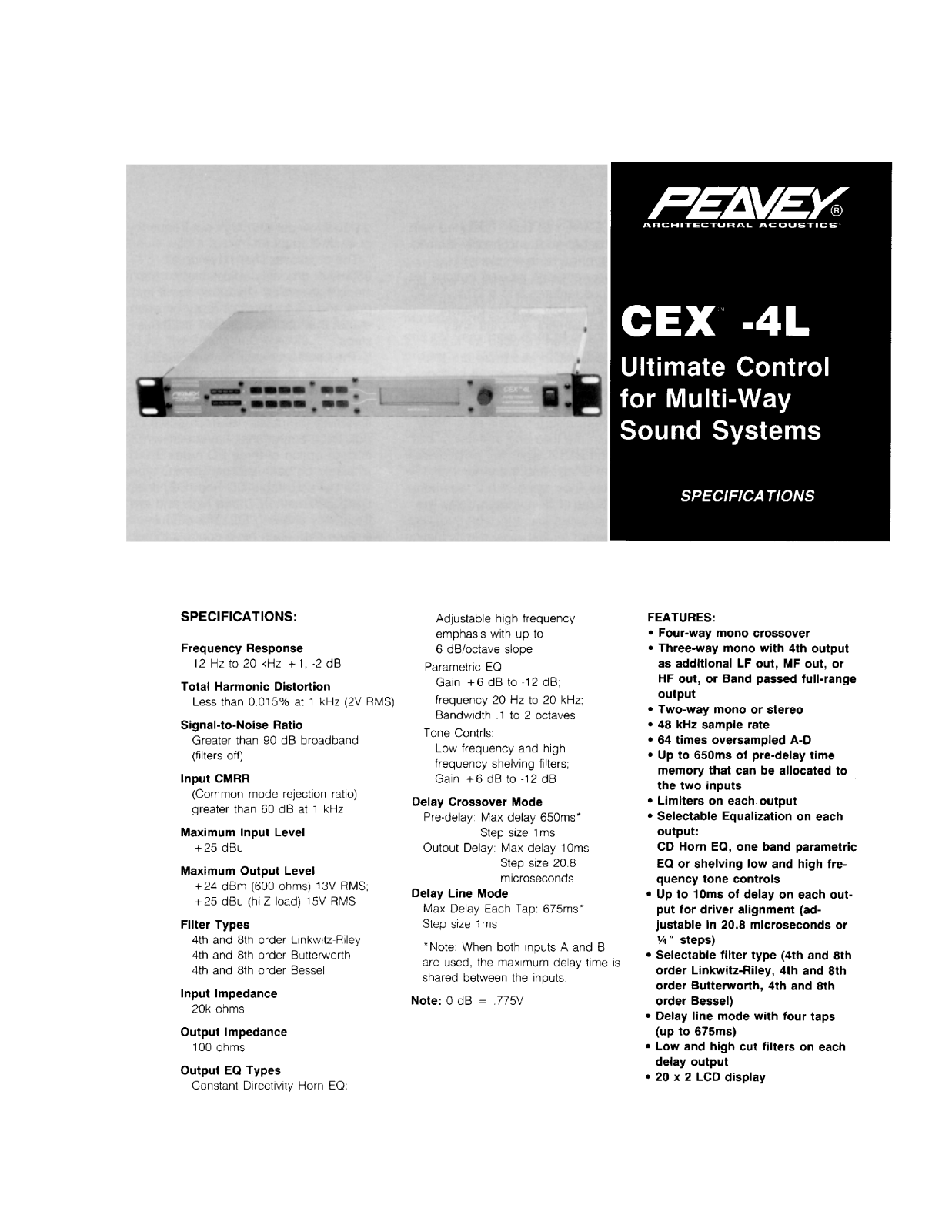 Peavey CEX-4L DATASHEET