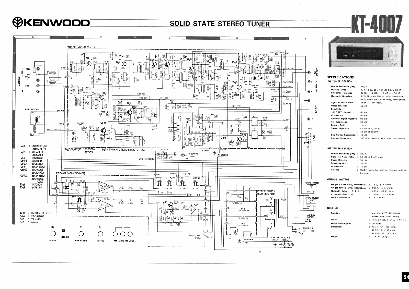 Kenwood KT-4007 Schematic