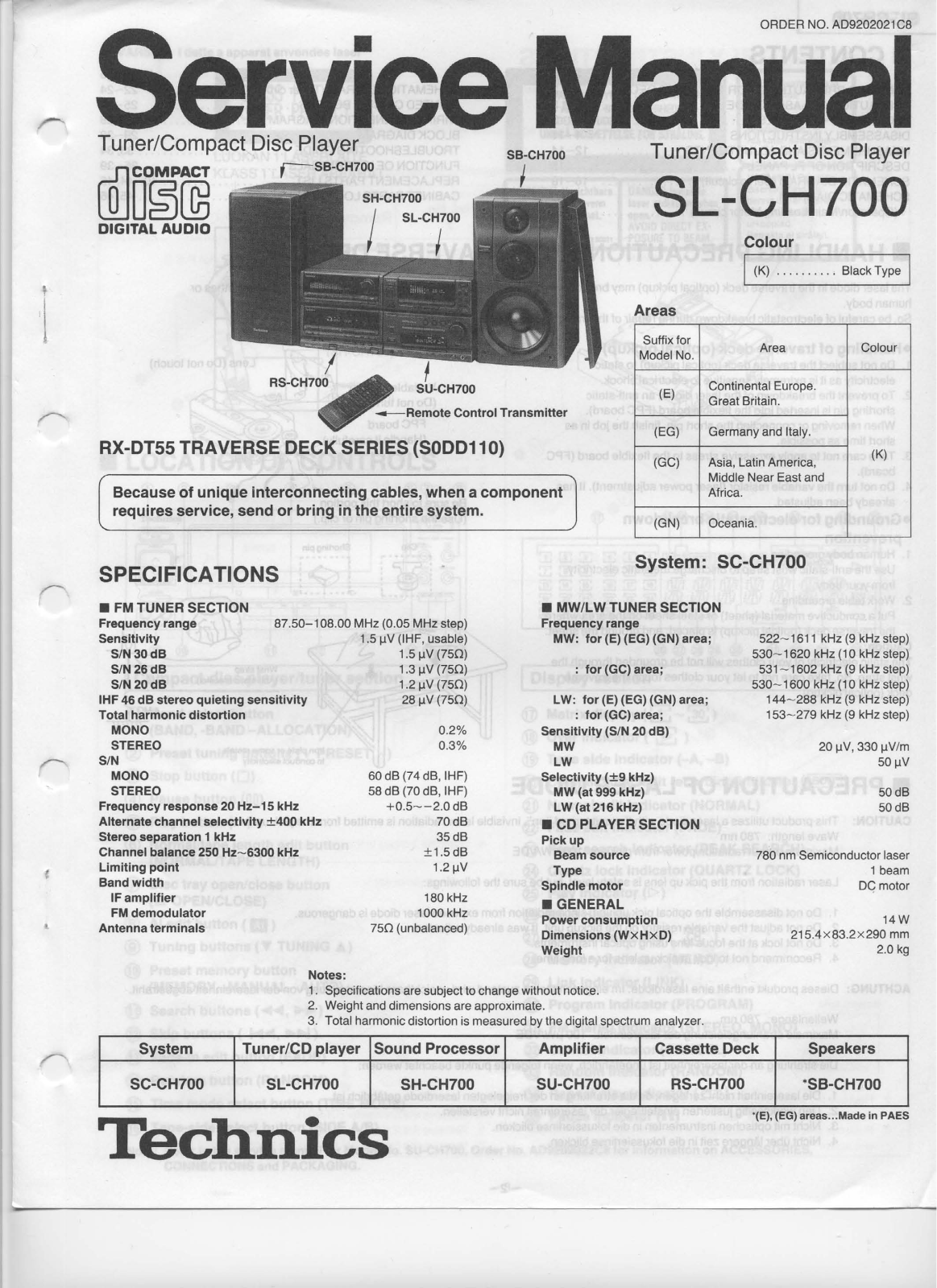 Technics SLCH-700 Service manual