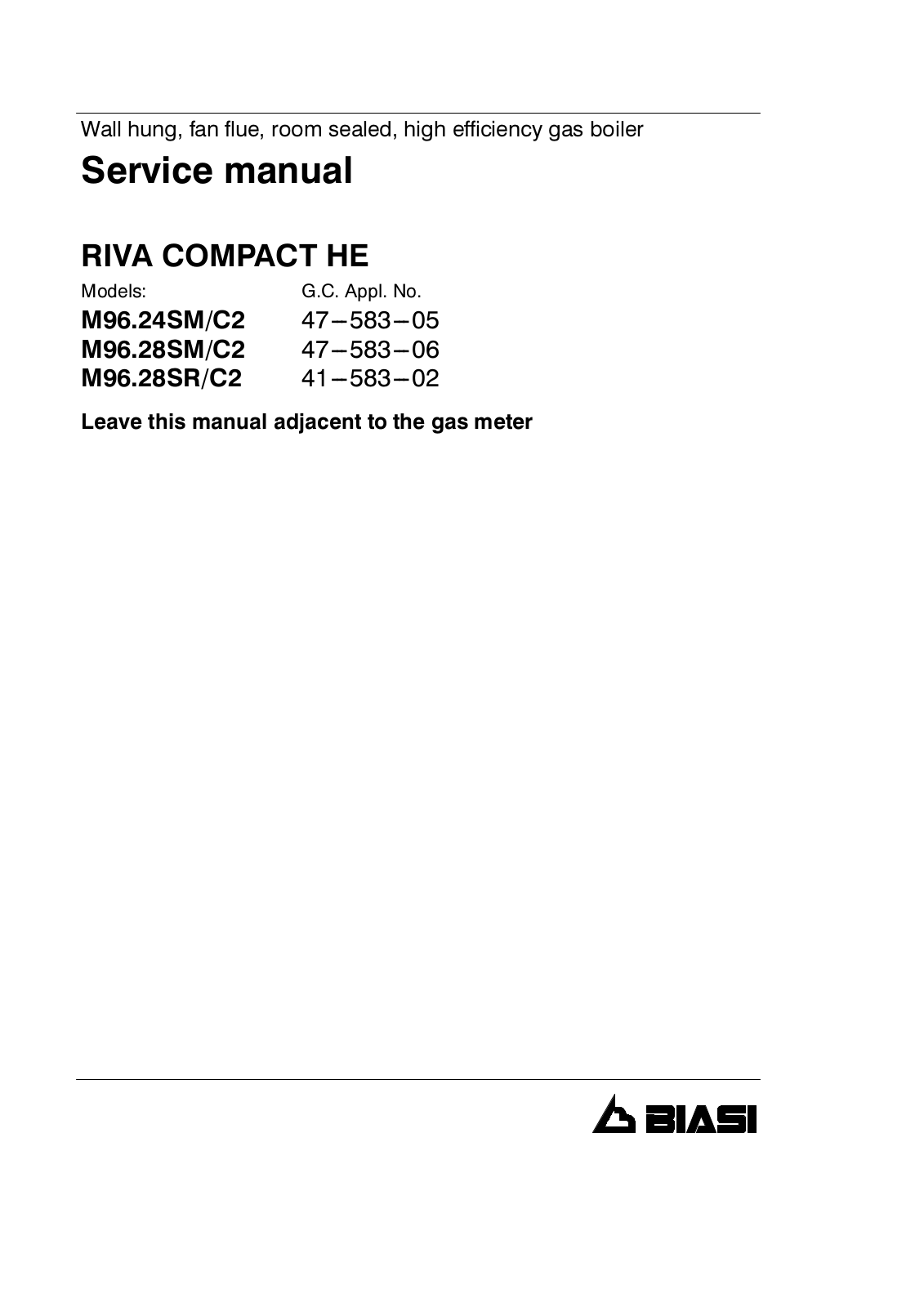 Biasi M96.28SM C2, M96.28SR C2, M96.24SM C2 User Manual - ManualMachine.com