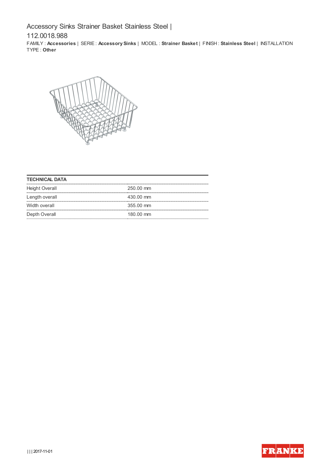 Franke DB650 Datasheet