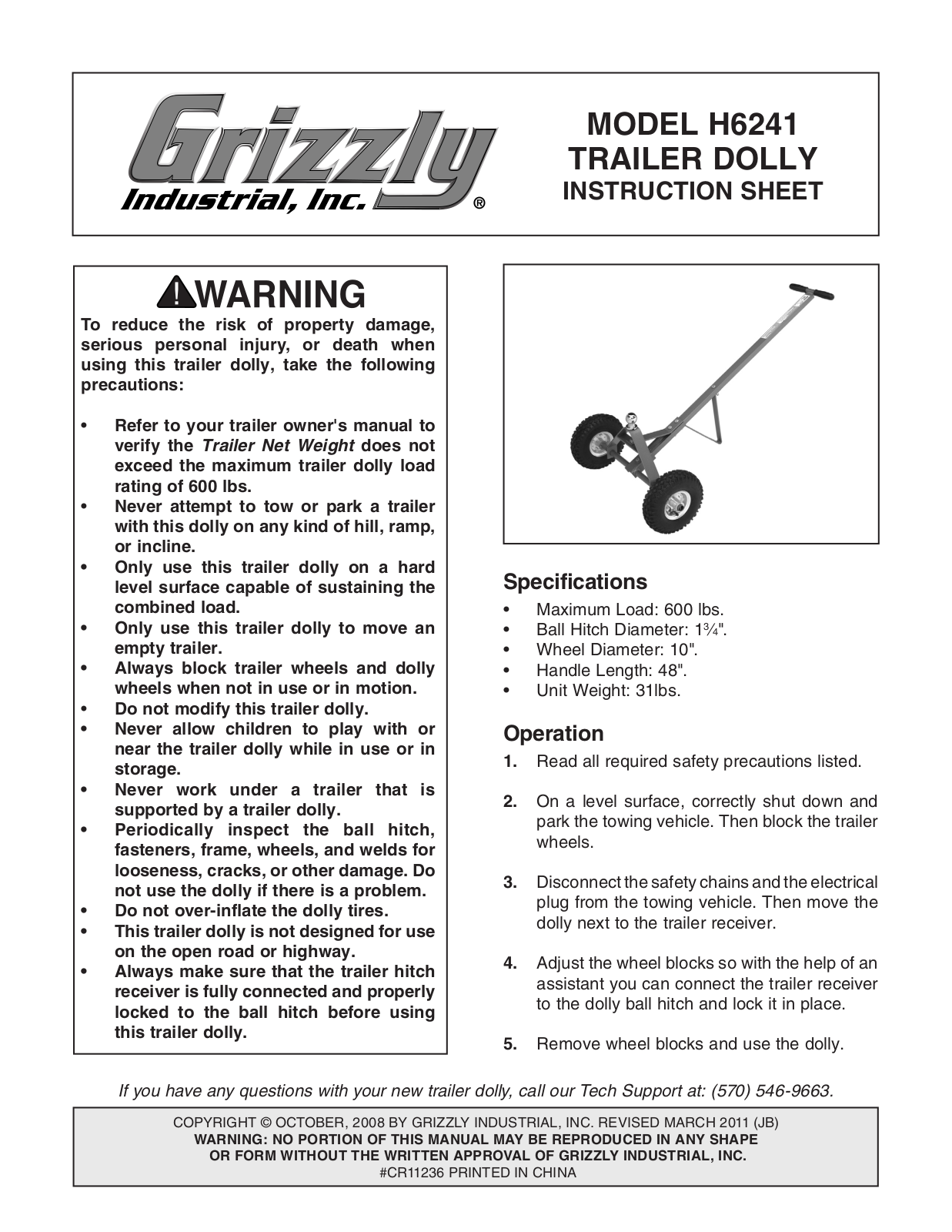 Grizzly H6241 User Manual