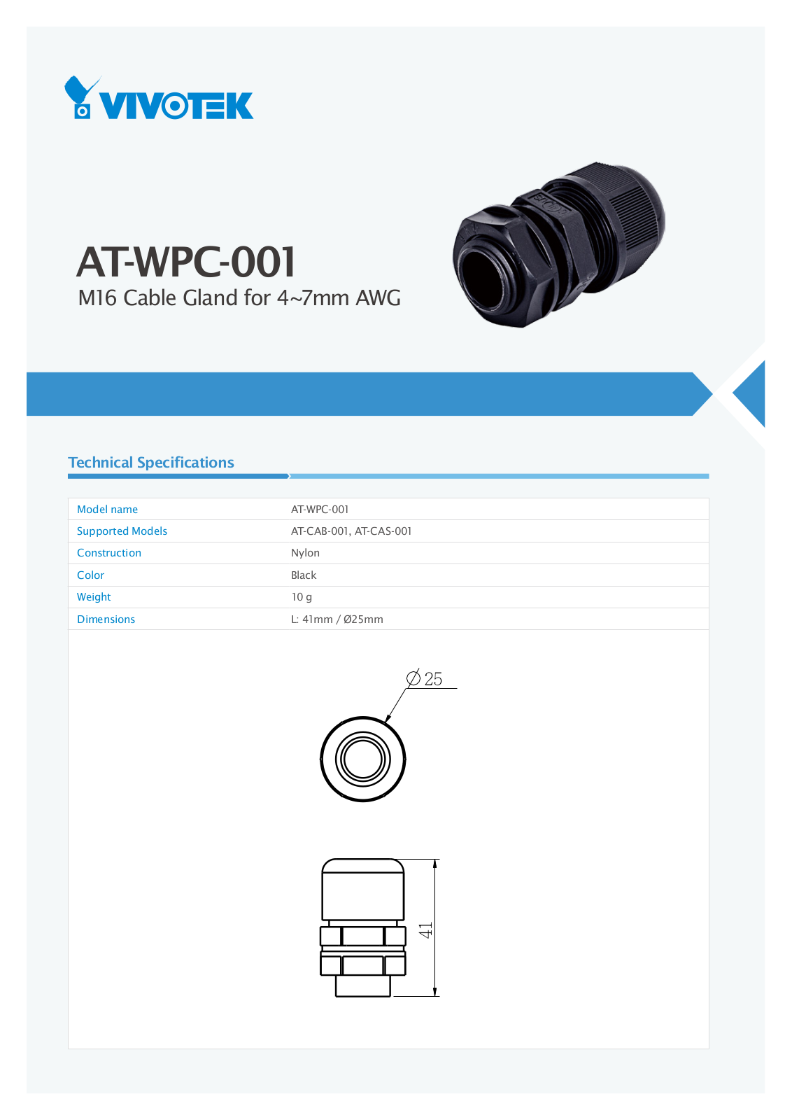 Vivotek AT-WPC-001 Specsheet