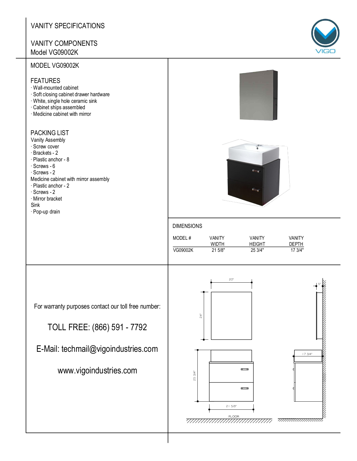 Vigo VG0902K User Manual