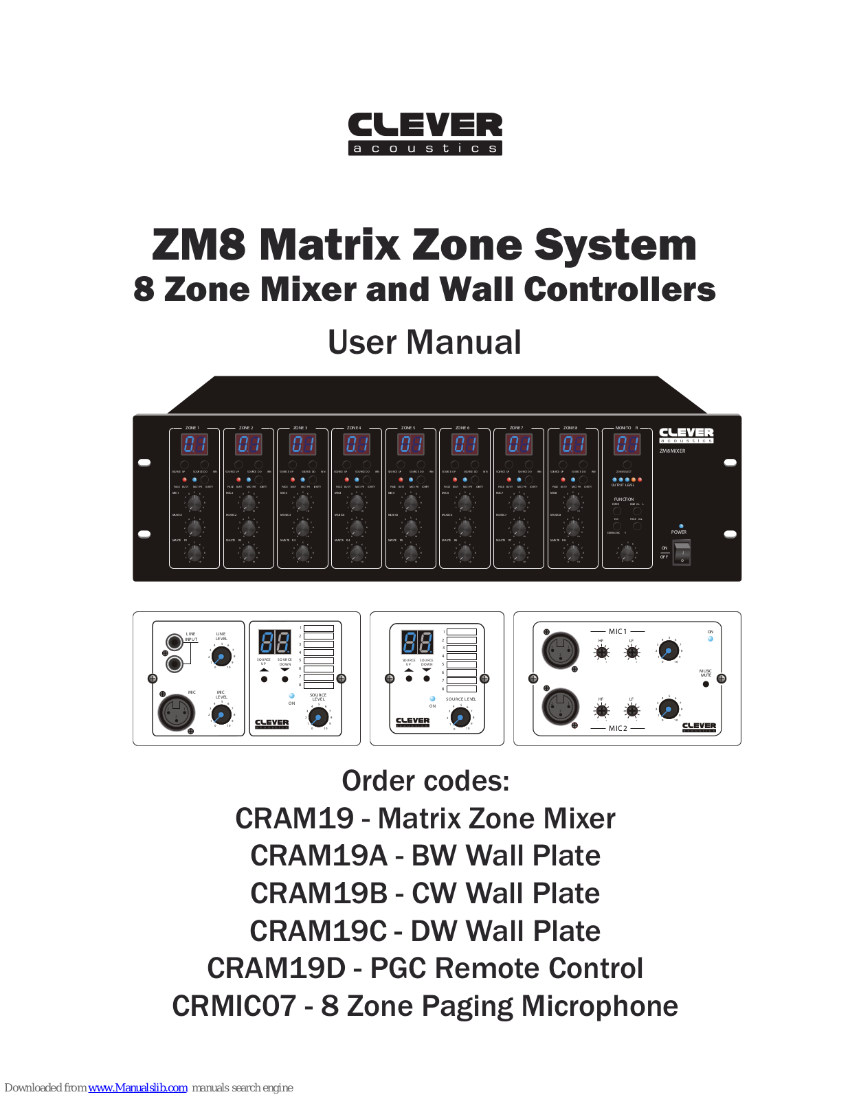 Clever Acoustics CRAM19A, CRAM19, ZM8, CRAM19D, CRMIC07 User Manual