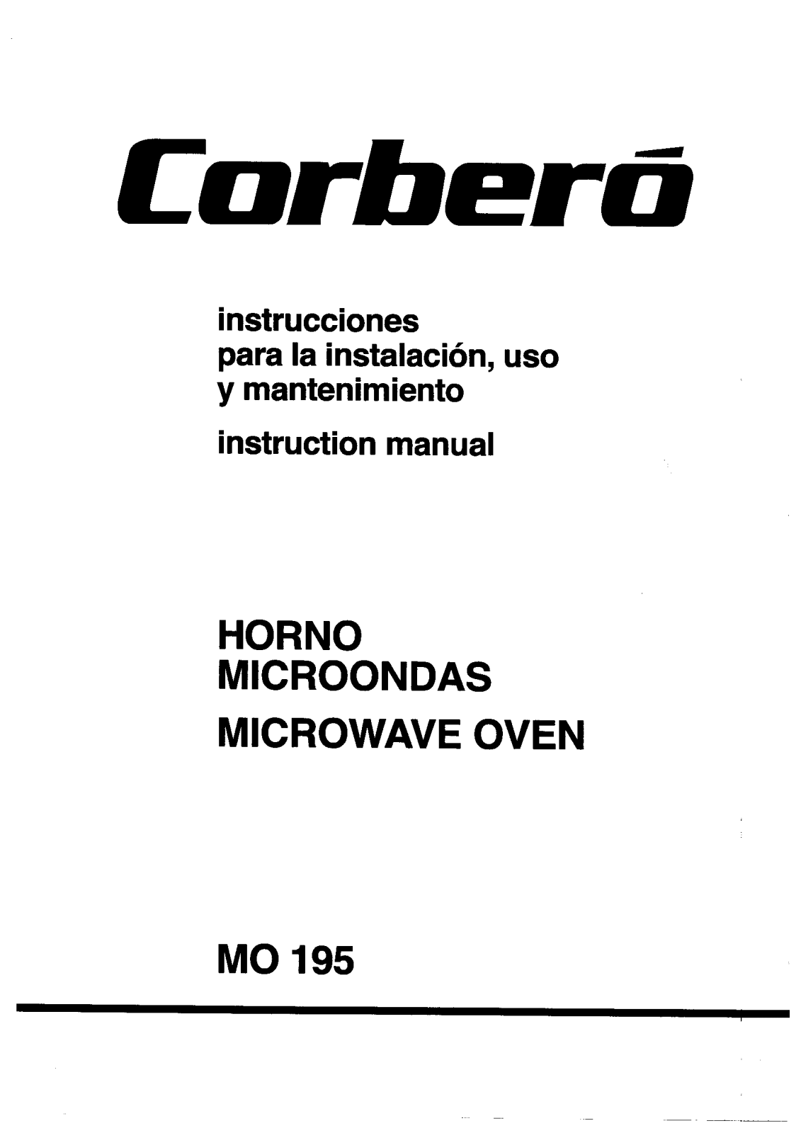 Corbero MO195 INSTRUCTION BOOK
