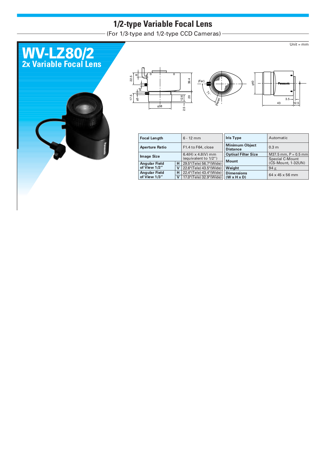 Panasonic WV-LZ80, WV-LZ82 User Manual