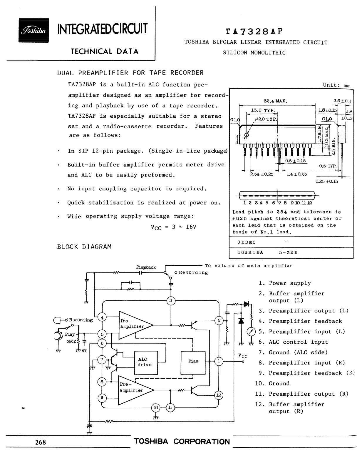 Datasheet TA7328AP Specification - ManualMachine.com