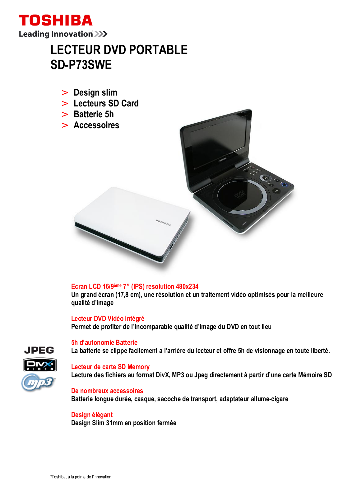 Toshiba SD-P73SWE BROCHURE