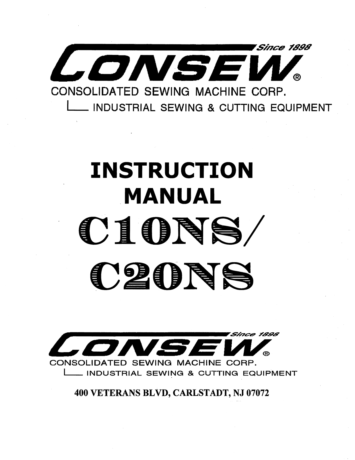 CONSEW C10NS, C20NS Instruction Manual