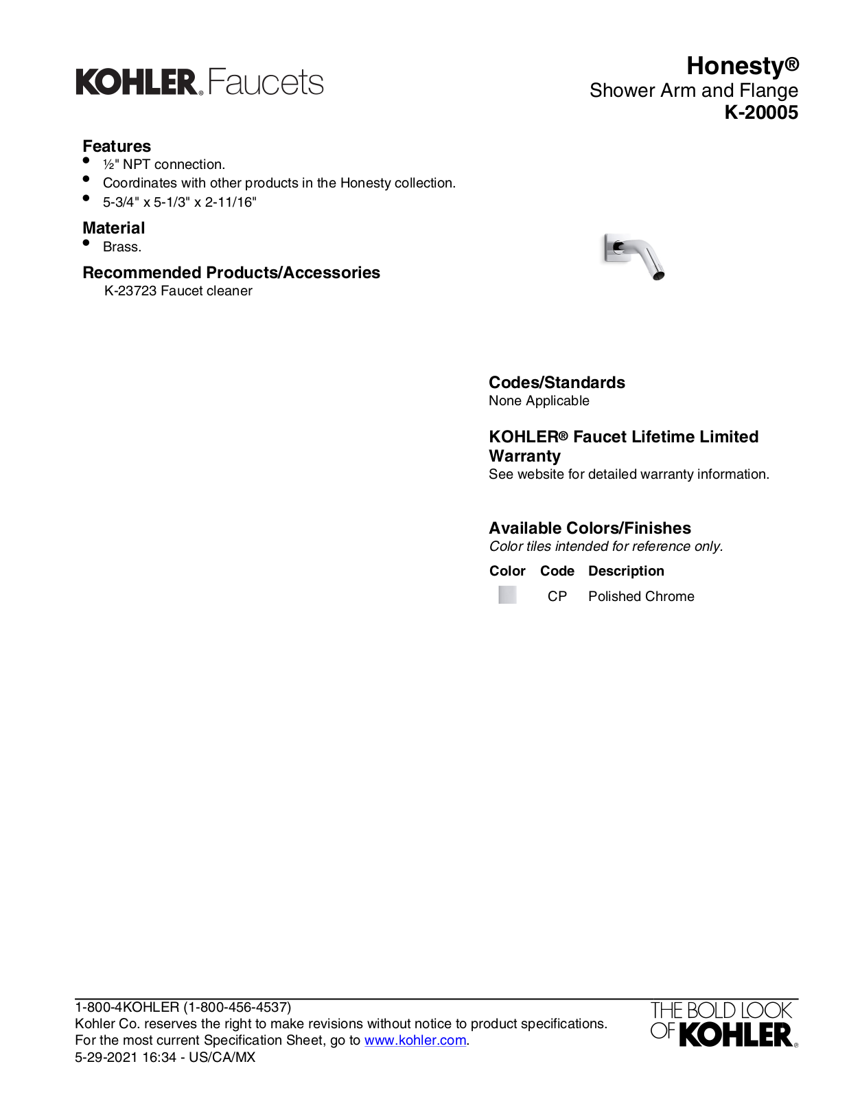 Kohler LBPR5460 Specifications‌ - ManualMachine.com