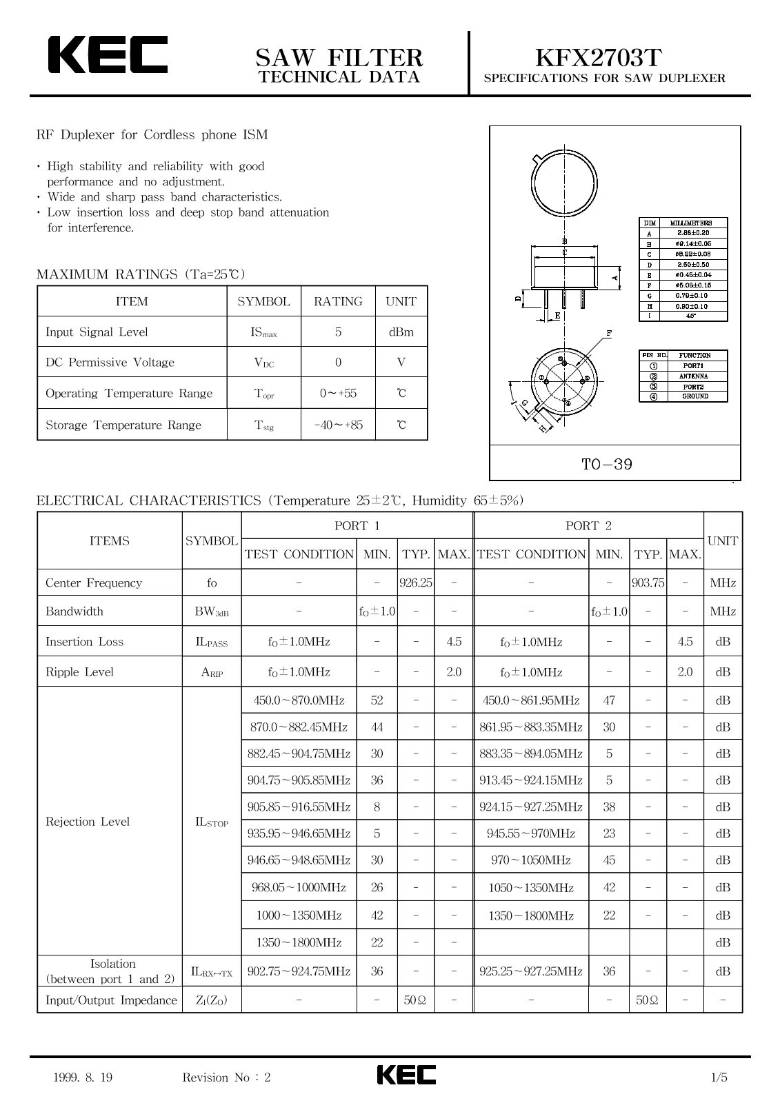 KEC KFX2703T Datasheet