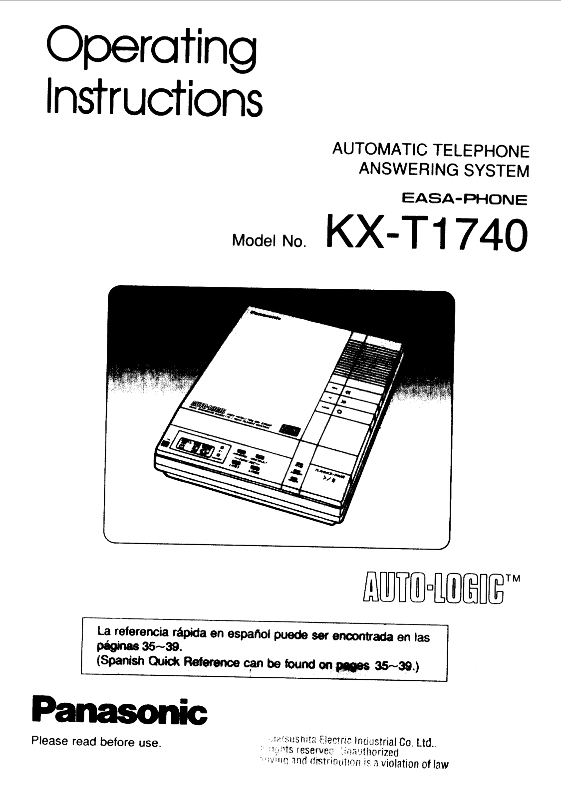 Panasonic kx-t1740 Operation Manual